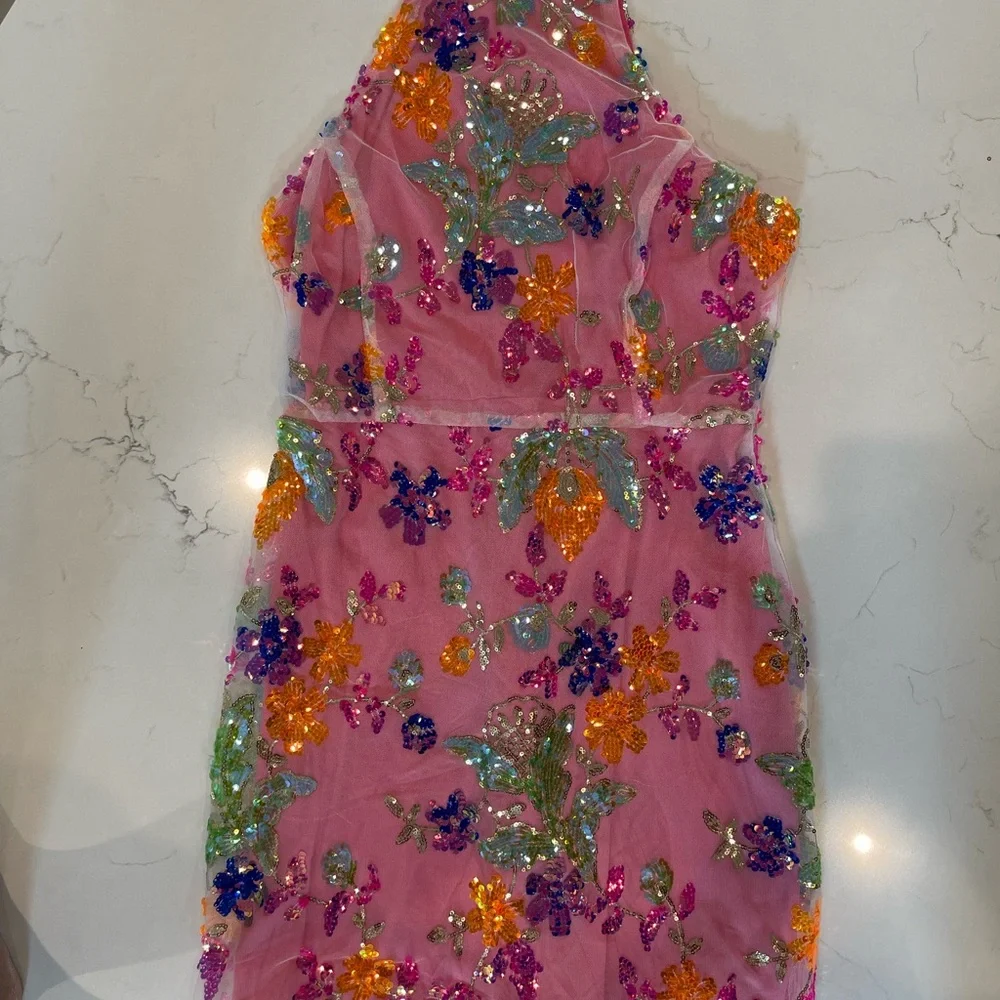 VICI Zelia Sequin Mini Dress Floral Embellished Women’s Dress - Picture 1 of 4